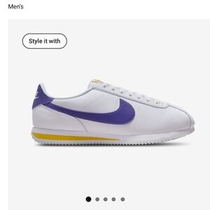 Nike Cortez. Lakers LSU White Purple Gold Men’s 14